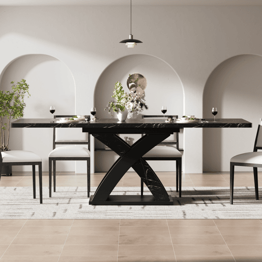 Mesa de jantar extensível retangular 120-160máx cm de mdf,preto Mesa de jantar extensível retangular 120-160máx cm de mdf,preto