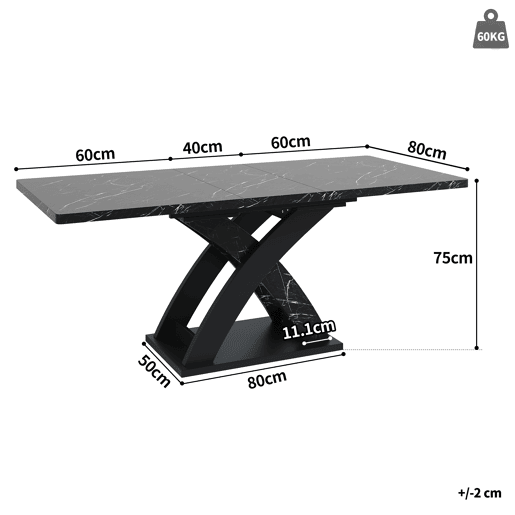 Mesa de jantar extensível retangular 120-160máx cm de mdf,preto Mesa de jantar extensível retangular 120-160máx cm de mdf,preto