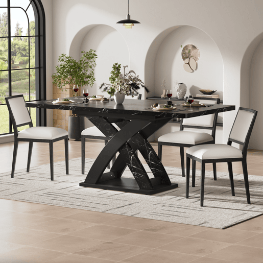 Mesa de jantar extensível retangular 120-160máx cm de mdf,preto Mesa de jantar extensível retangular 120-160máx cm de mdf,preto