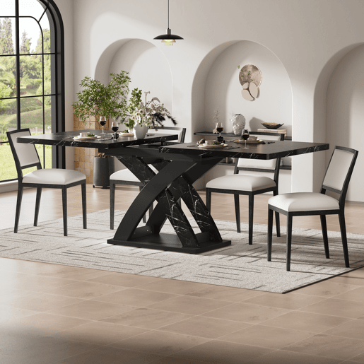 Mesa de jantar extensível retangular 120-160máx cm de mdf,preto Mesa de jantar extensível retangular 120-160máx cm de mdf,preto