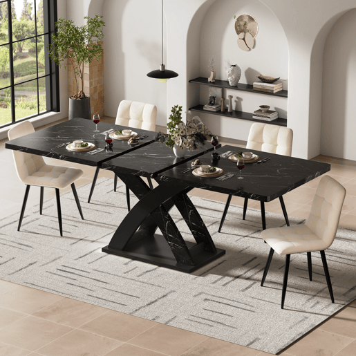 Mesa de jantar extensível retangular 120-160máx cm de mdf,preto Mesa de jantar extensível retangular 120-160máx cm de mdf,preto