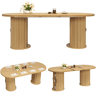 Mesa de jantar extensível oval 150-190máx cm de mdf,madeira clara