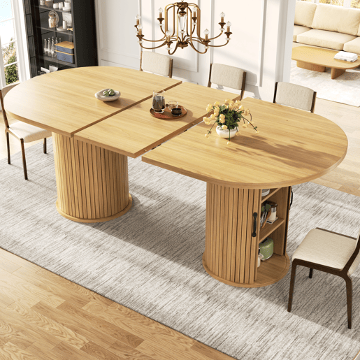 Mesa de jantar extensível oval 150-190máx cm de mdf,madeira clara Mesa de jantar extensível oval 150-190máx cm de mdf,madeira clara