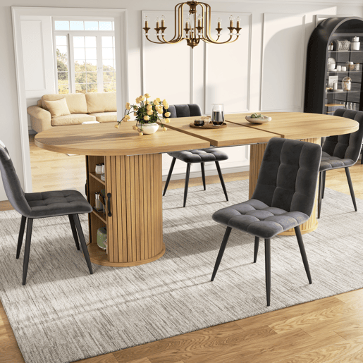 Mesa de jantar extensível oval 150-190máx cm de mdf,madeira clara Mesa de jantar extensível oval 150-190máx cm de mdf,madeira clara