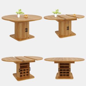 Mesa de jantar extensível redonda 118-158máx cm de mdf,madeira escura