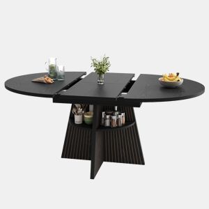 Mesa de jantar extensível redonda 110-150máx cm de mdf,preto