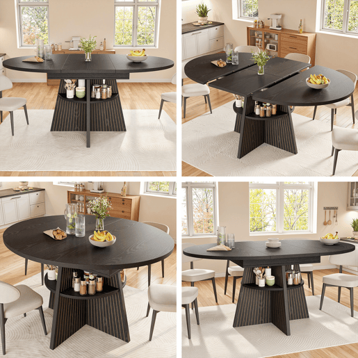 Mesa de jantar extensível redonda 110-150máx cm de mdf,preto Mesa de jantar extensível redonda 110-150máx cm de mdf,preto
