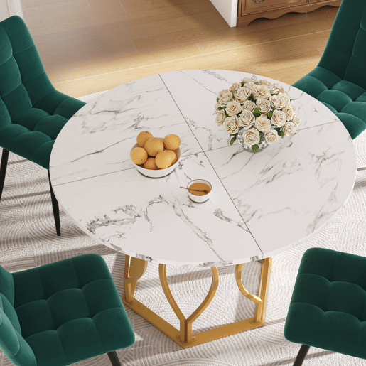 Mesa de jantar fixa redonda 100 cm de mdf,dourado+branco Mesa de jantar fixa redonda 100 cm de mdf,dourado+branco