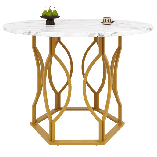 Mesa de jantar fixa redonda 100 cm de mdf,dourado+branco Mesa de jantar fixa redonda 100 cm de mdf,dourado+branco