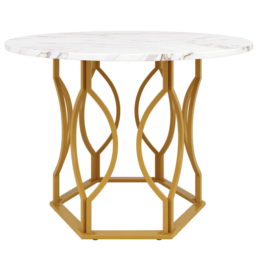 Mesa de jantar fixa redonda 100 cm de mdf,dourado+branco Mesa de jantar fixa redonda 100 cm de mdf,dourado+branco