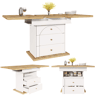 Mesa de jantar extensível retangular 110-140máx cm de mdf,branco+natural