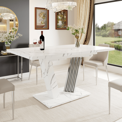 Mesa de jantar extensível retangular 120-160máx cm de mdf,branco Mesa de jantar extensível retangular 120-160máx cm de mdf,branco