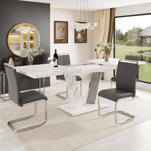 Mesa de jantar extensível retangular 120-160máx cm de mdf,branco Mesa de jantar extensível retangular 120-160máx cm de mdf,branco
