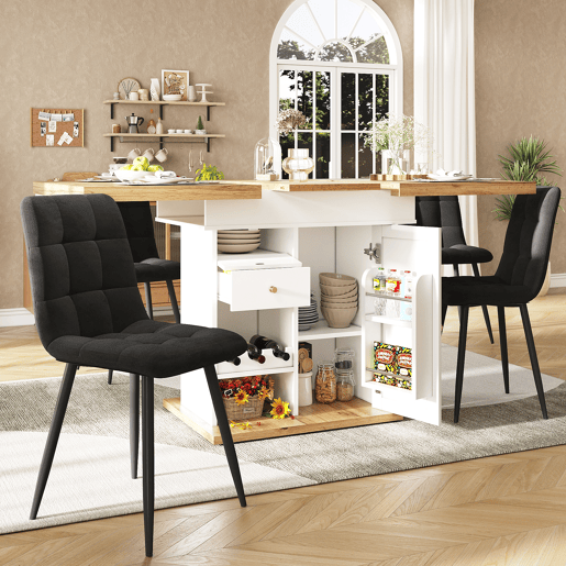 Mesa de jantar extensível retangular 110-140máx cm de mdf,branco+natural