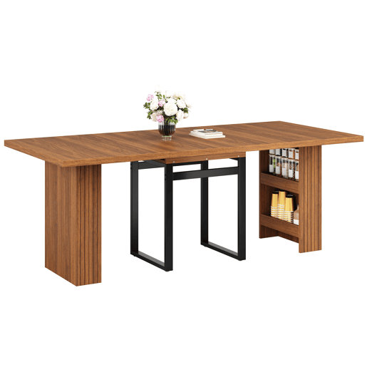 Mesa de jantar extensível retangular 120-200máx cm de mdf,madeira escura Mesa de jantar extensível retangular 120-200máx cm de mdf,madeira escura