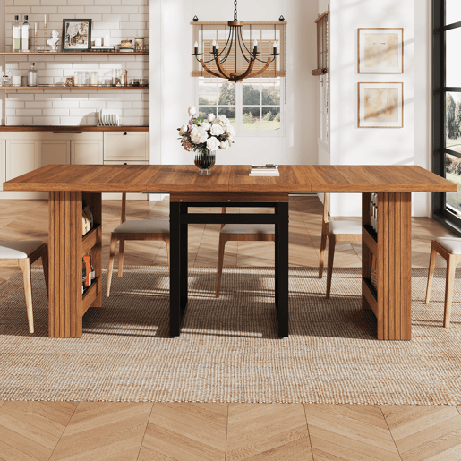 Mesa de jantar extensível retangular 120-200máx cm de mdf,madeira escura Mesa de jantar extensível retangular 120-200máx cm de mdf,madeira escura