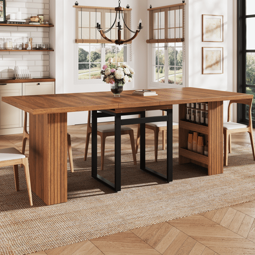 Mesa de jantar extensível retangular 120-200máx cm de mdf,madeira escura Mesa de jantar extensível retangular 120-200máx cm de mdf,madeira escura