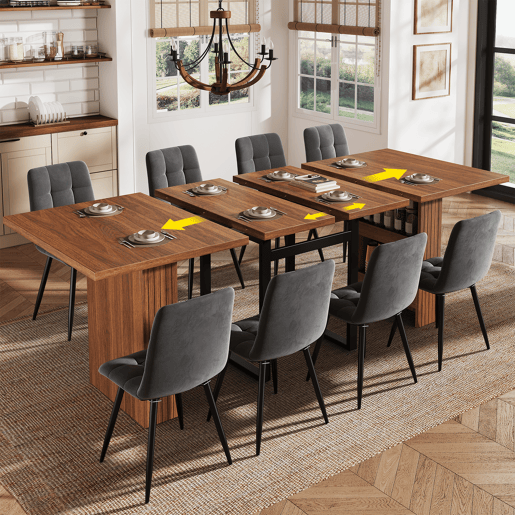 Mesa de jantar extensível retangular 120-200máx cm de mdf,madeira escura Mesa de jantar extensível retangular 120-200máx cm de mdf,madeira escura