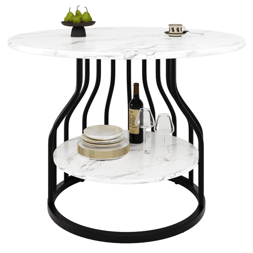 Mesa de jantar fixa redonda 80 cm de mdf,branco+preto Mesa de jantar fixa redonda 80 cm de mdf,branco+preto