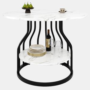 Mesa de jantar fixa redonda 80 cm de mdf,branco+preto