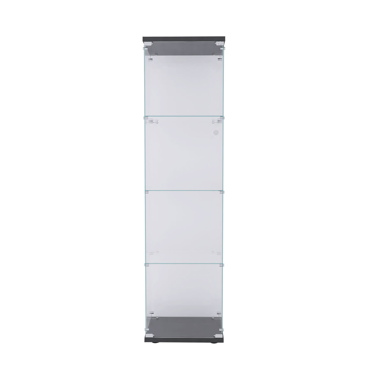 Vitrina de cristal negro, 164 x 42,5 x 36,5 cm. cuatro estantes de cristal templado de seguridad, ideales para exhibir objetos de colección, libros y