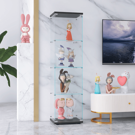 Vitrine em vidro preto, 164 x 42,5 x 36,5 cm. Quatro prateleiras de vidro temperado de segurança, adequadas para expor objetos de coleção, livros e vinhos Vitrine em vidro preto, 164 x 42,5 x 36,5 cm. Quatro prateleiras de vidro temperado de segurança, adequadas para expor objetos de coleção, livros e vinhos