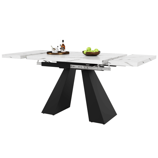 Mesa de jantar extensível retangular 99-159máx cm de mdf,branco+preto Mesa de jantar extensível retangular 99-159máx cm de mdf,branco+preto