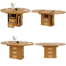 Mesa de jantar extensível redonda 118-158máx cm de mdf,madeira escura