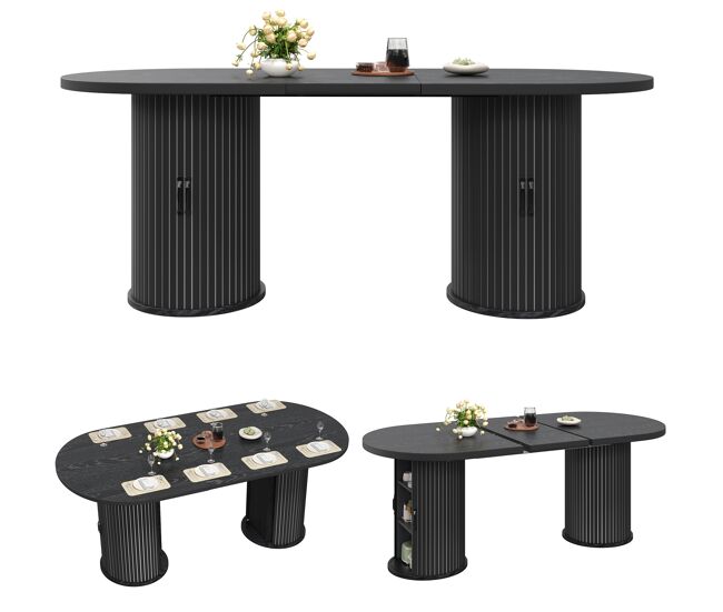 Mesa de comedor extensible ovalada 150x80