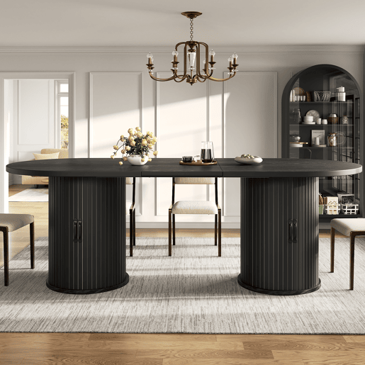 Mesa de jantar extensível oval 150-190máx cm de mdf,preto Mesa de jantar extensível oval 150-190máx cm de mdf,preto