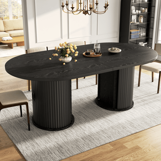 Mesa de jantar extensível oval 150-190máx cm de mdf,preto Mesa de jantar extensível oval 150-190máx cm de mdf,preto