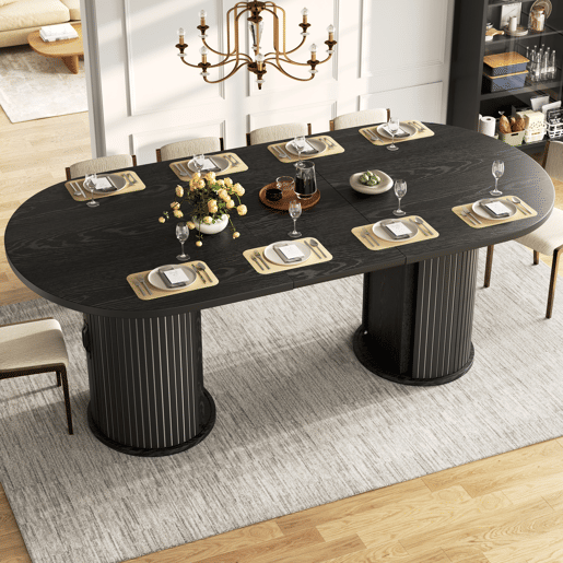 Mesa de jantar extensível oval 150-190máx cm de mdf,preto Mesa de jantar extensível oval 150-190máx cm de mdf,preto