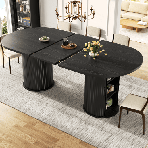 Mesa de jantar extensível oval 150-190máx cm de mdf,preto Mesa de jantar extensível oval 150-190máx cm de mdf,preto