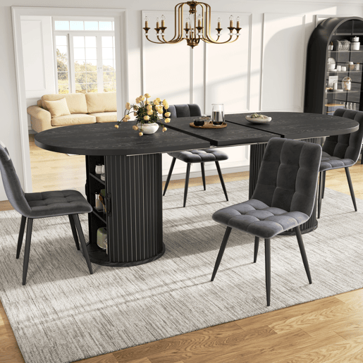 Mesa de jantar extensível oval 150-190máx cm de mdf,preto Mesa de jantar extensível oval 150-190máx cm de mdf,preto