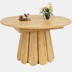 Mesa de jantar extensível redonda 118-158máx cm de mdf,madeira clara
