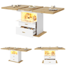 Mesa de jantar extensível retangular 110-140máx cm de mdf com luz led,branco+natural