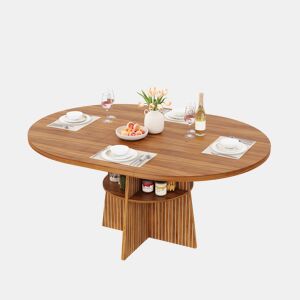 Mesa de jantar extensível redonda 100-150máx cm de mdf,madeira escura
