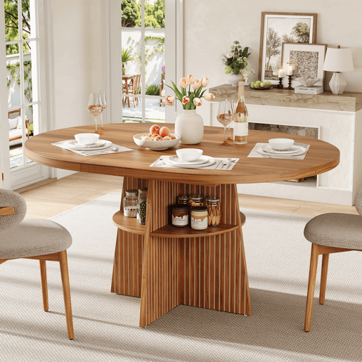 Mesa de jantar extensível redonda 100-150máx cm de mdf,madeira escura Mesa de jantar extensível redonda 100-150máx cm de mdf,madeira escura