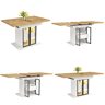 Mesa de jantar extensível retangular 110-140máx cm de mdf com luz led,branco+natural