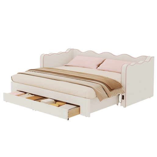 Sofá-cama individual 90x200 cm de tecido,bege Sofá-cama individual 90x200 cm de tecido,bege