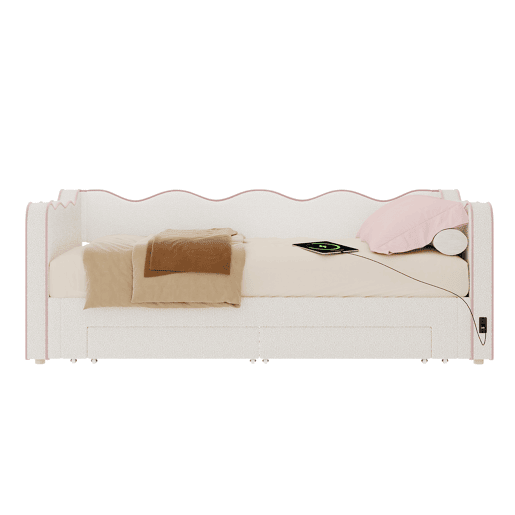 Sofá-cama individual 90x200 cm de tecido,bege Sofá-cama individual 90x200 cm de tecido,bege