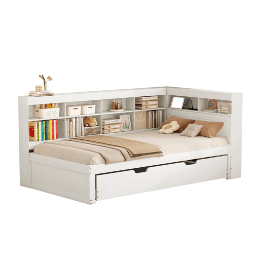 Cama gavetão de madeira maciça 90x200 cm,branco