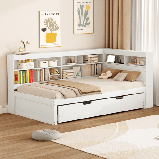 Cama gavetão de madeira maciça 90x200 cm,branco