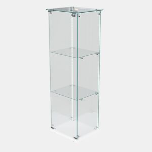 Vitrine com iluminação LED, vitrina moderna de 3 níveis em vidro para colecionáveis, livros, vinhos, ideal para escritório, sala de estar e cozinha - 123,3 x 35 x 39,8 cm