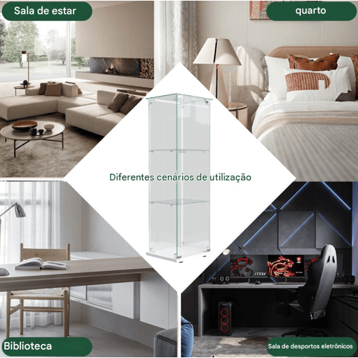 Vitrine com iluminação LED, vitrina moderna de 3 níveis em vidro para colecionáveis, livros, vinhos, ideal para escritório, sala de estar e cozinha - 123,3 x 35 x 39,8 cm Vitrine com iluminação LED, vitrina moderna de 3 níveis em vidro para colecionáveis, livros, vinhos, ideal para escritório, sala de estar e cozinha - 123,3 x 35 x 39,8 cm