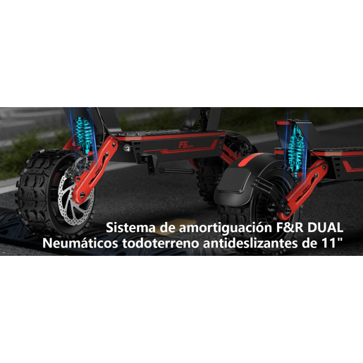 GOKEEP F5 Trotinete elétrico 52V20Ah 43 milhas dupla suspensão - Vermelho