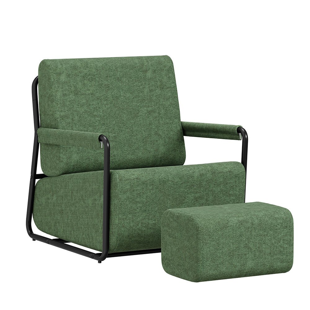 Sobuy poltrona letto convertible fst99-sy | verde oscuro | 59×74×78 cm | tela texturizada y estructura metálica pintada en negro