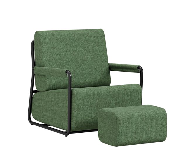 Sobuy poltrona letto convertible fst99-sy | verde oscuro | 59×74×78 cm | tela texturizada y estructura metálica pintada en negro