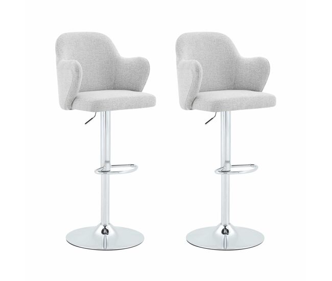 Taburetes de bar 2 unidades - giratorios 360°, altura regulable con reposabrazos y asiento acolchado moderno - gris claro