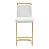 Bancos de bar 2 unidades - estilo nórdico, couro sintético branco, pernas em metal dourado